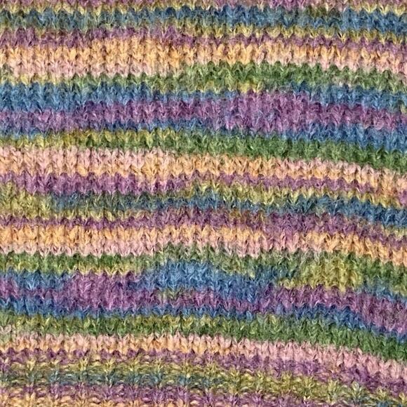 Rainbow Space Dye Wool Blend Sweater Womens XL Cozycore Cabincore Cottage Retro - Picture 3 of 8